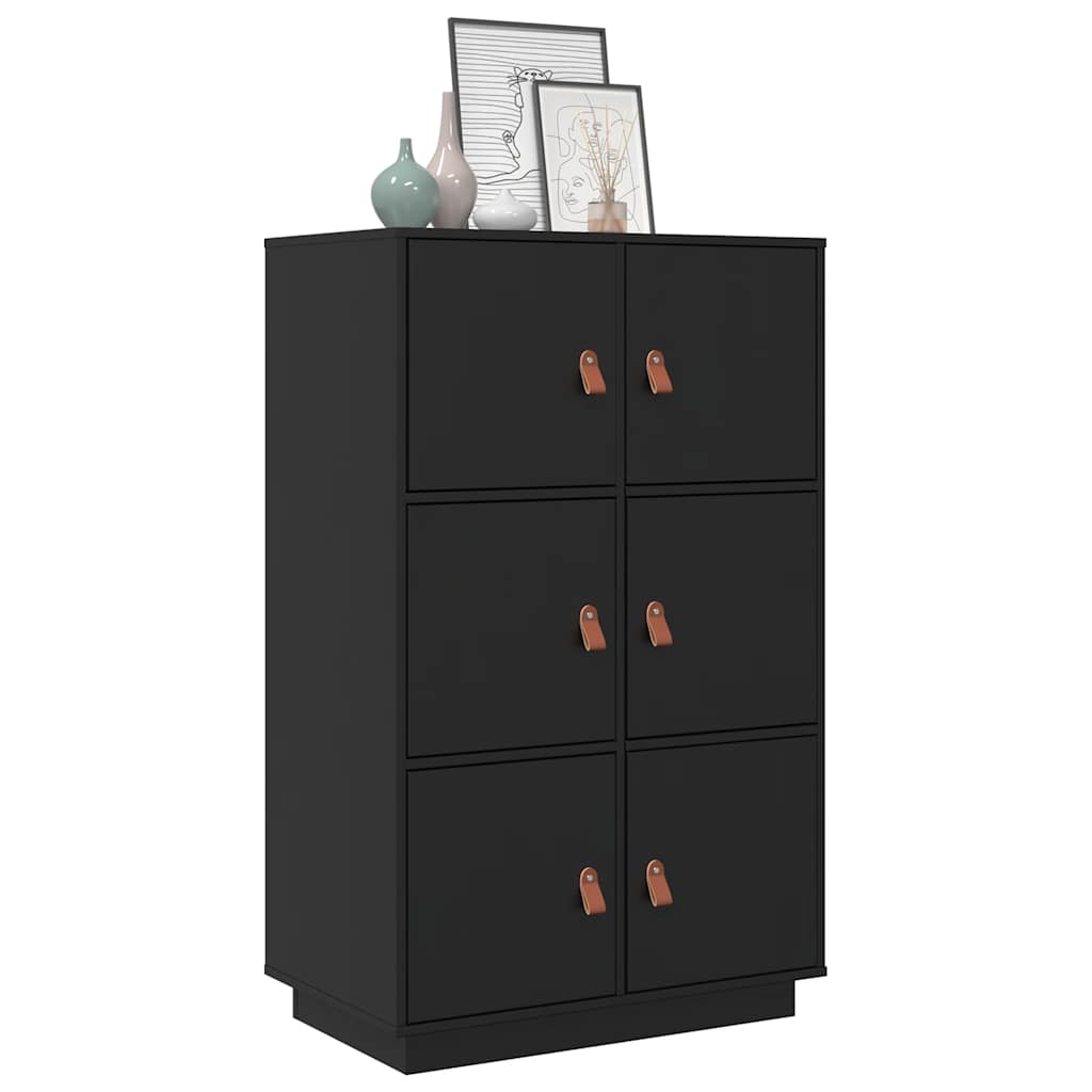 Skap svart 67x40x108,5 cm heltre furu