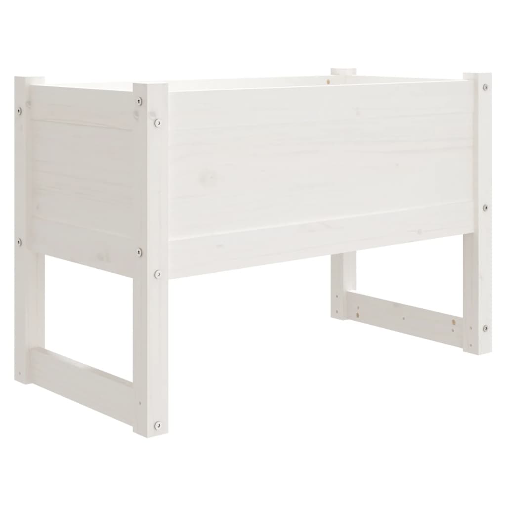 Utendørs Blomsterkasse Plantekasse Tre Hvit 78x40x52 cm heltre furu