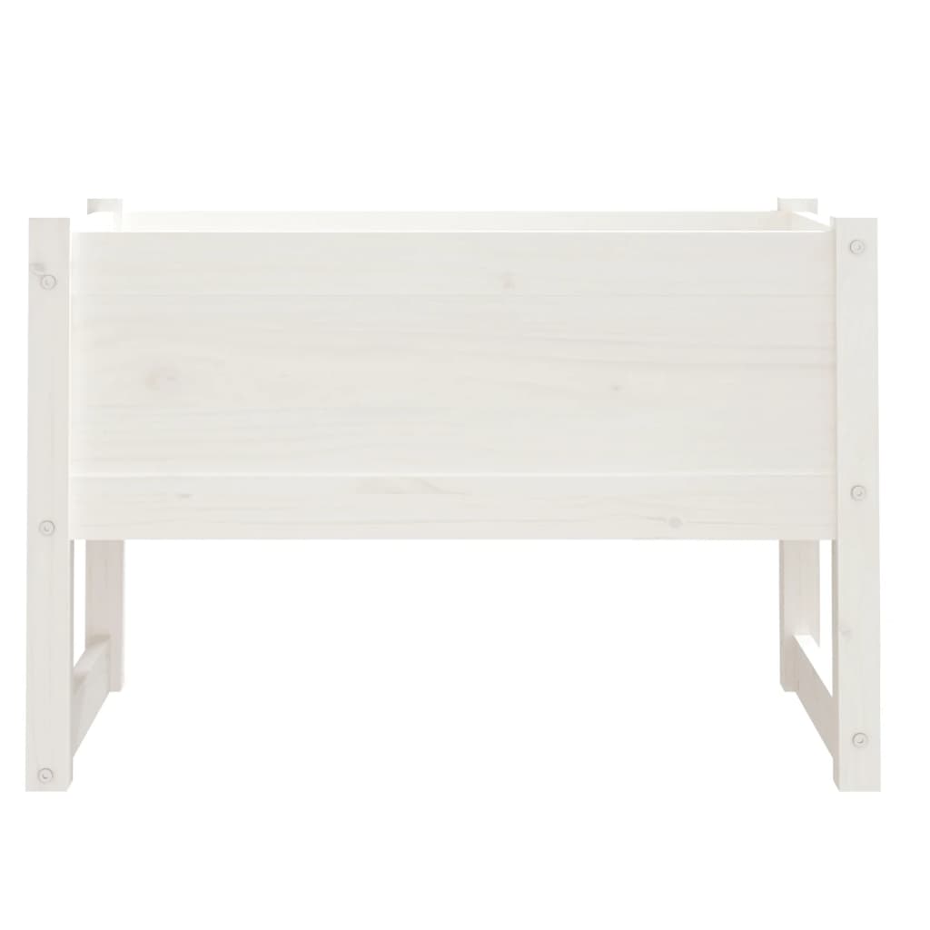 Utendørs Blomsterkasse Plantekasse Tre Hvit 78x40x52 cm heltre furu