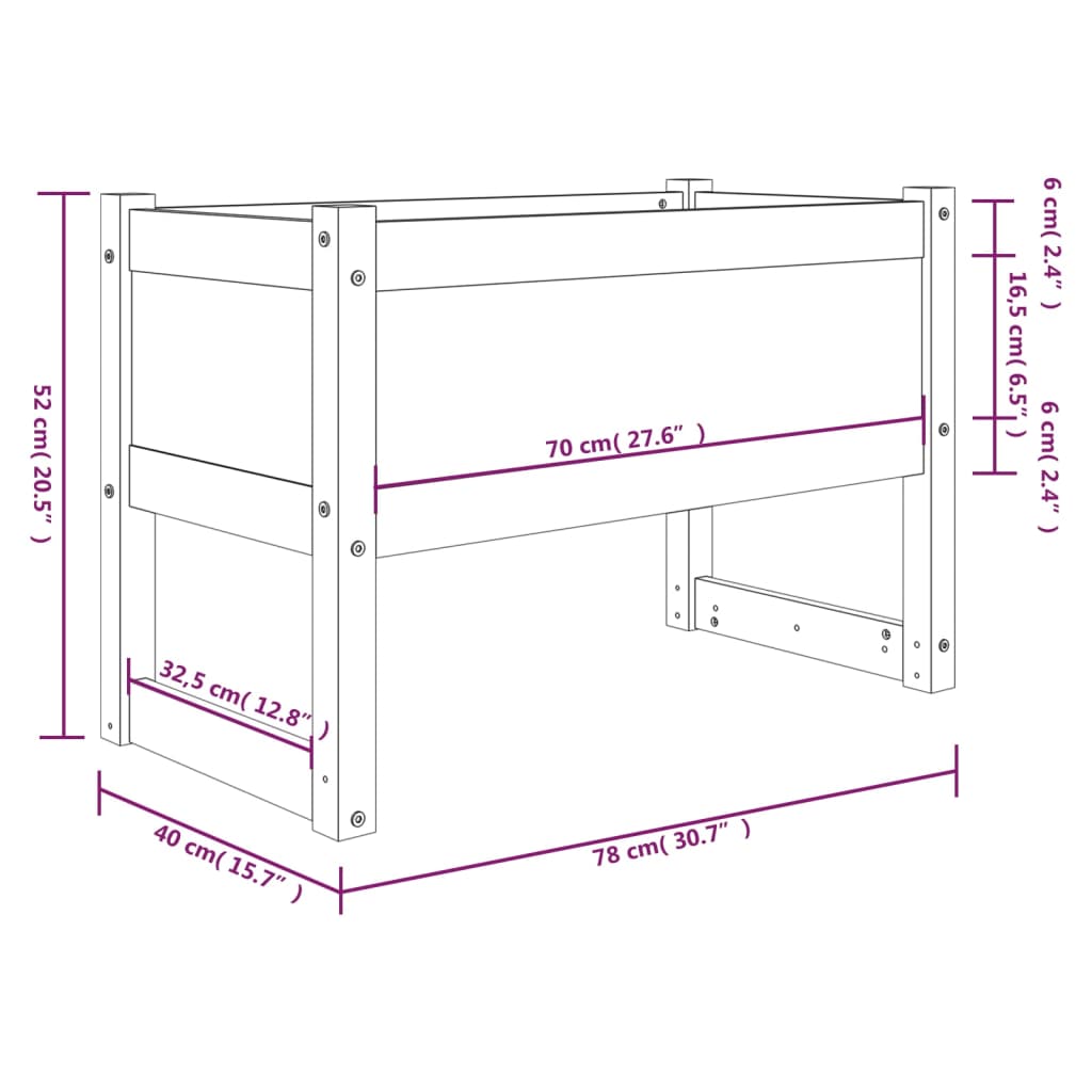 Utendørs Blomsterkasse Plantekasse Tre Hvit 78x40x52 cm heltre furu