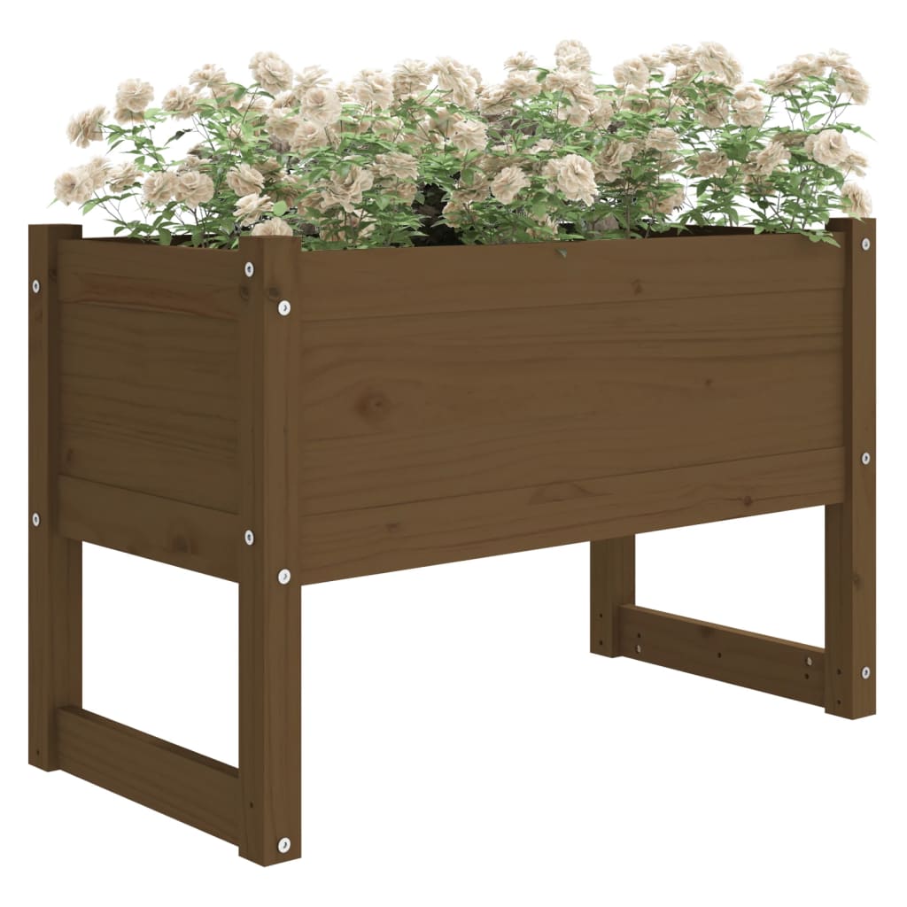 Utendørs Blomsterkasse Plantekasse Tre Honningbrun 78x40x52 cm heltre furu