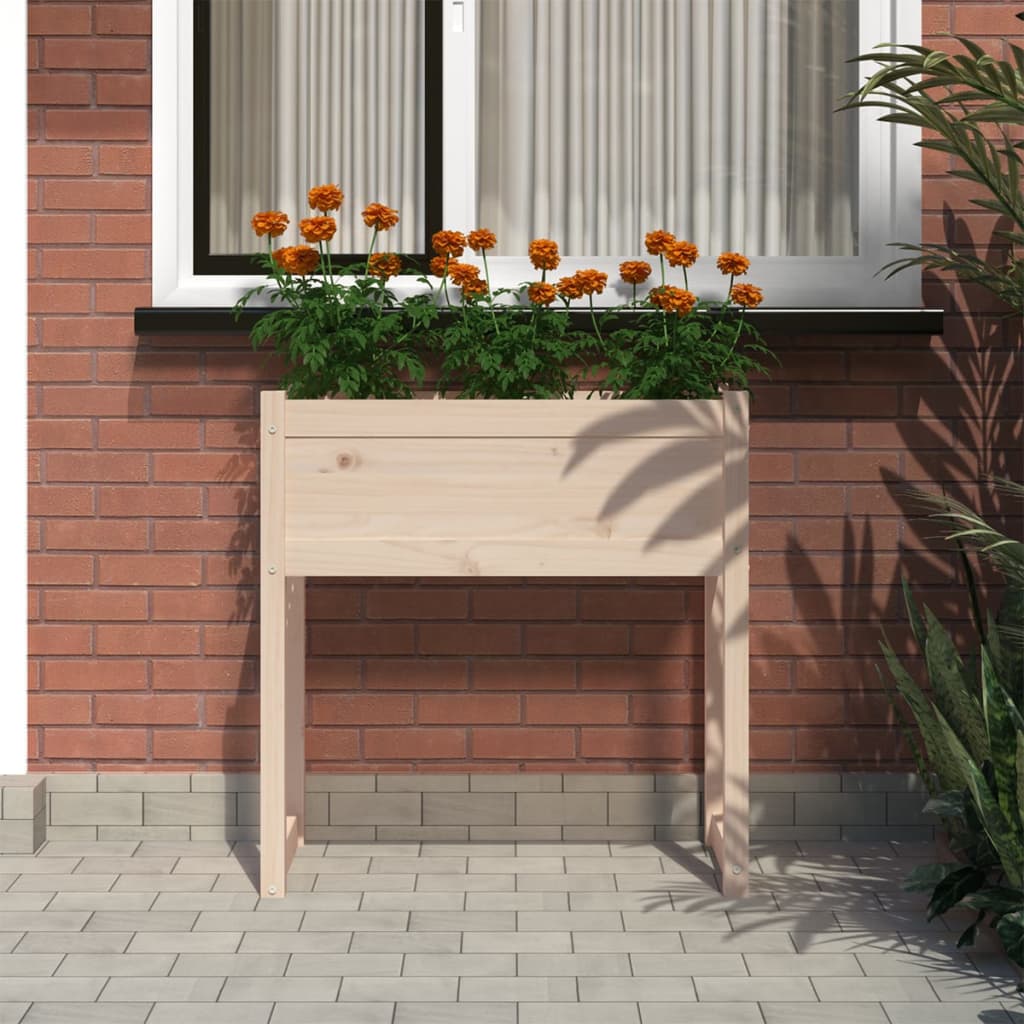 Utendørs Blomsterkasse Plantekasse Tre 78x40x81 cm heltre furu