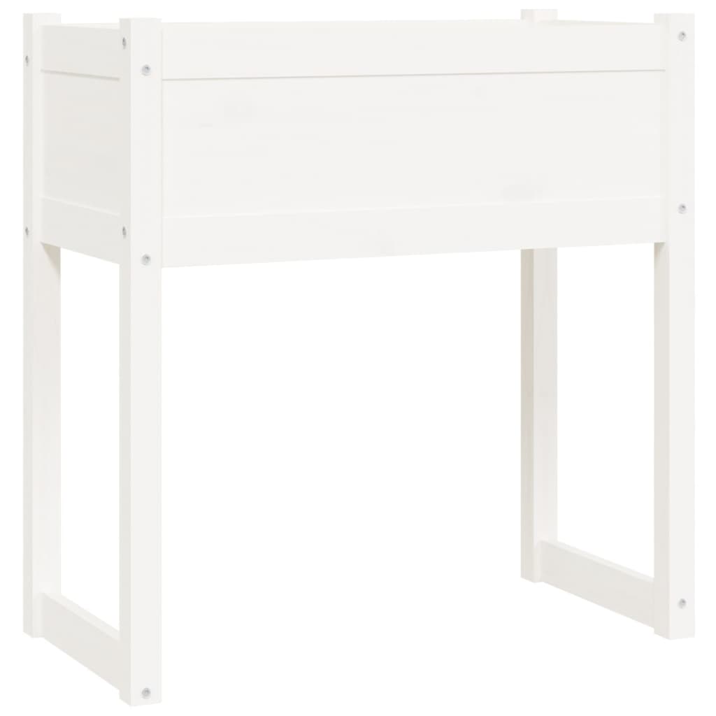Utendørs Blomsterkasse Plantekasse Tre Hvit 78x40x81 cm heltre furu