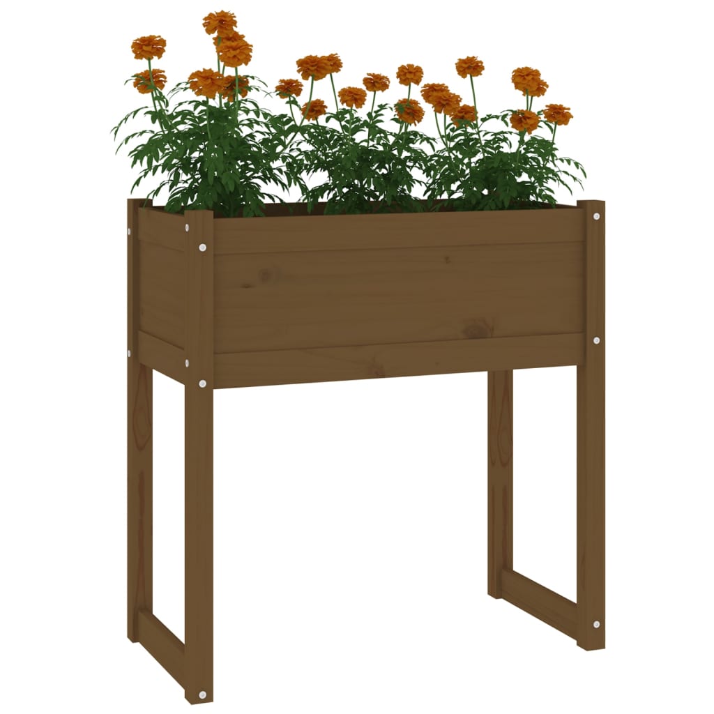 Utendørs Blomsterkasse Plantekasse Tre Honningbrun 78x40x81 cm heltre furu