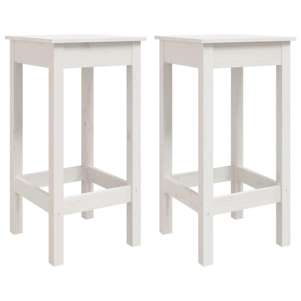 Barstoler 2 stk hvit 40x40x78 cm heltre furu