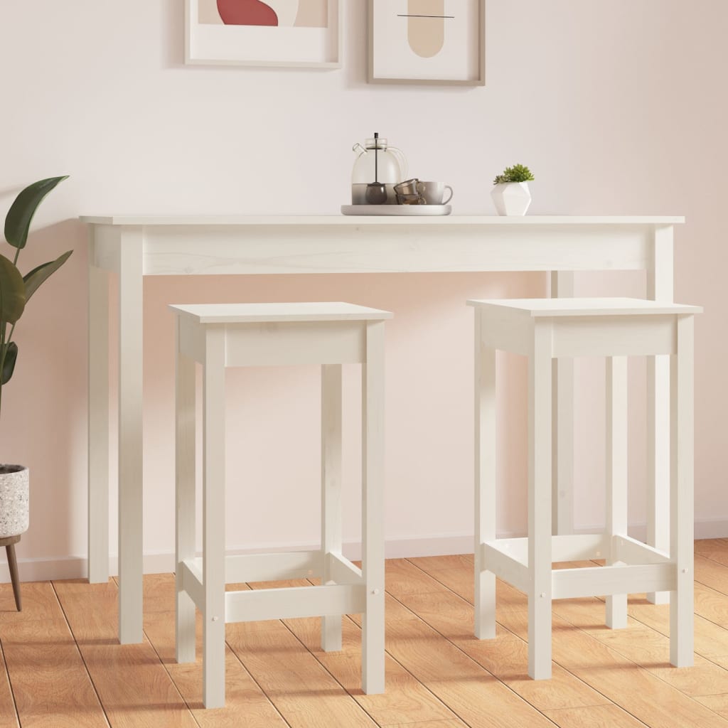Barstoler 2 stk hvit 40x40x78 cm heltre furu