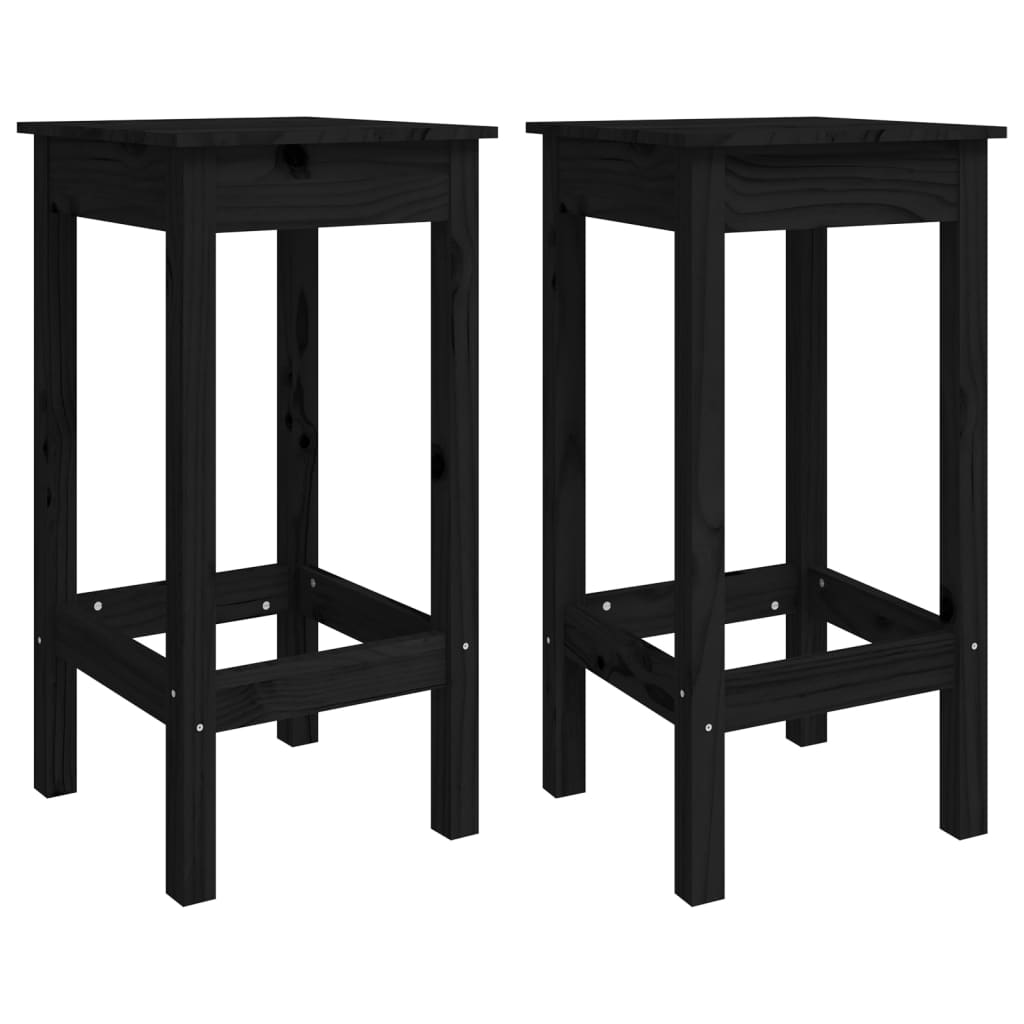 Barstoler 2 stk svart 40x40x78 cm heltre furu