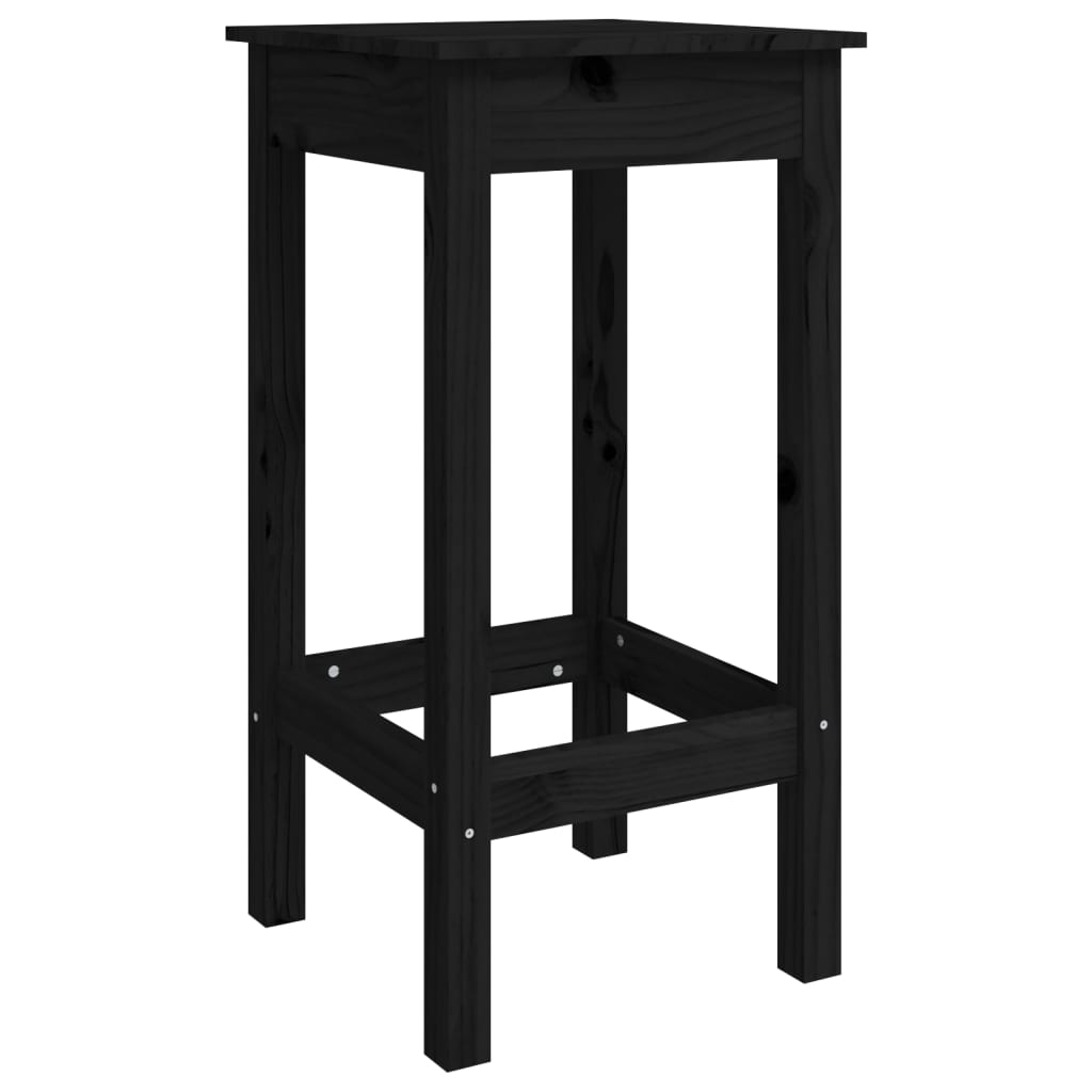 Barstoler 2 stk svart 40x40x78 cm heltre furu