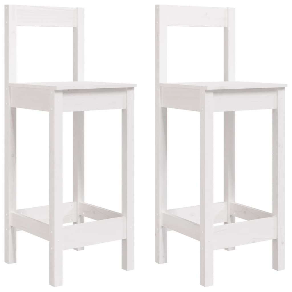 Barstoler 2 stk hvit 40x41,5x112 cm heltre furu