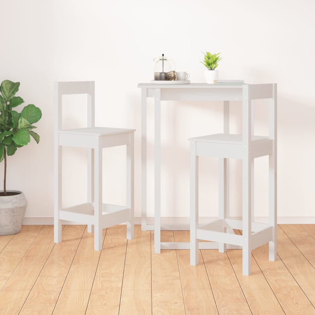 Barstoler 2 stk hvit 40x41,5x112 cm heltre furu