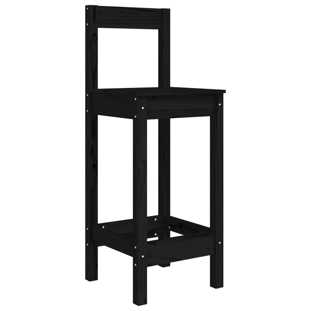 Barstoler 2 stk svart 40x41,5x112 cm heltre furu