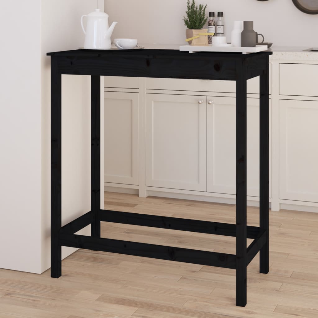 Barbord svart 100x50x110 cm heltre furu