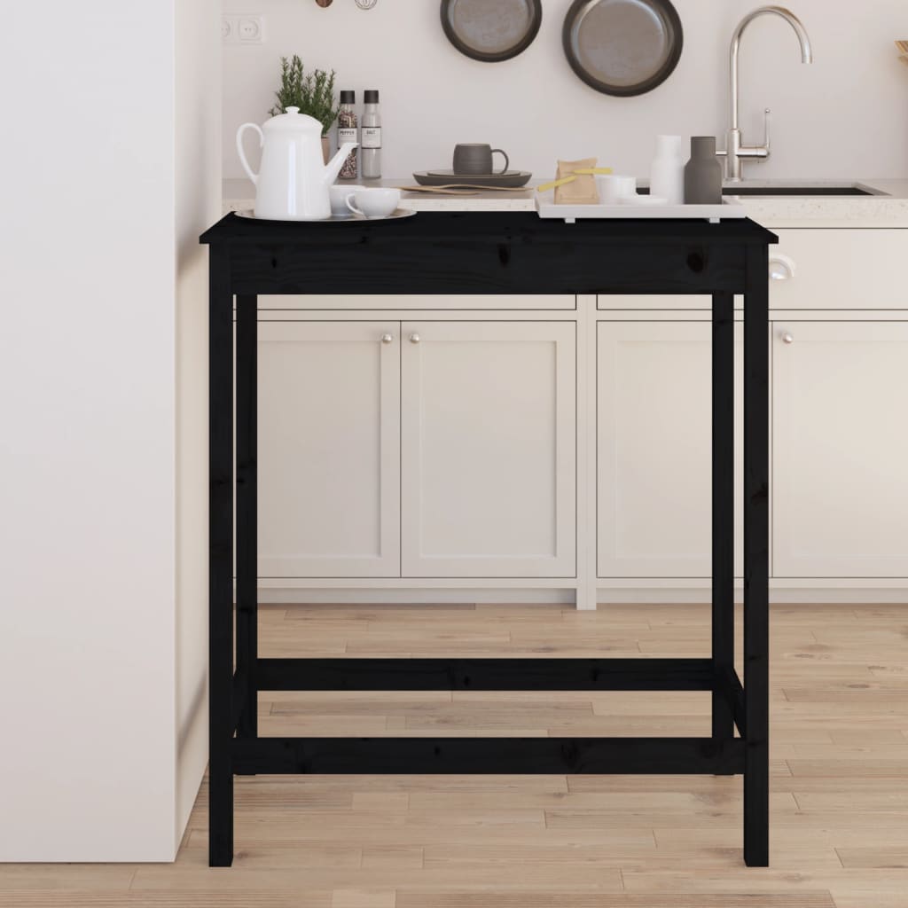 Barbord svart 100x50x110 cm heltre furu