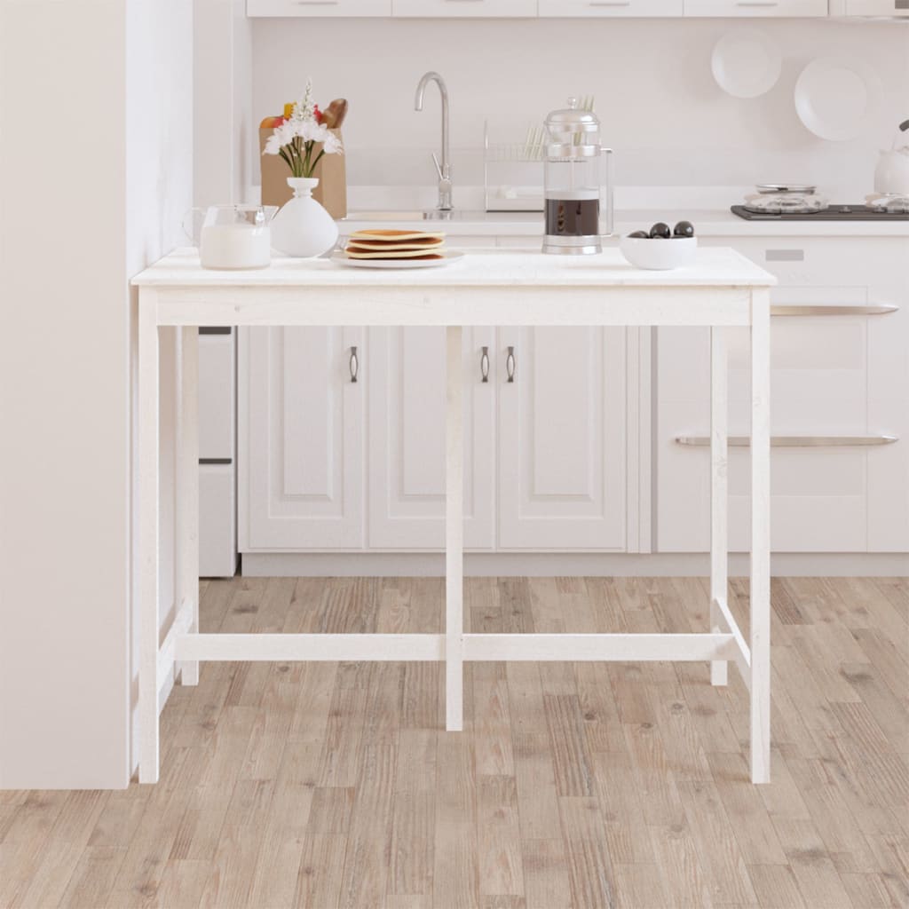 Barbord hvit 140x80x110 cm heltre furu