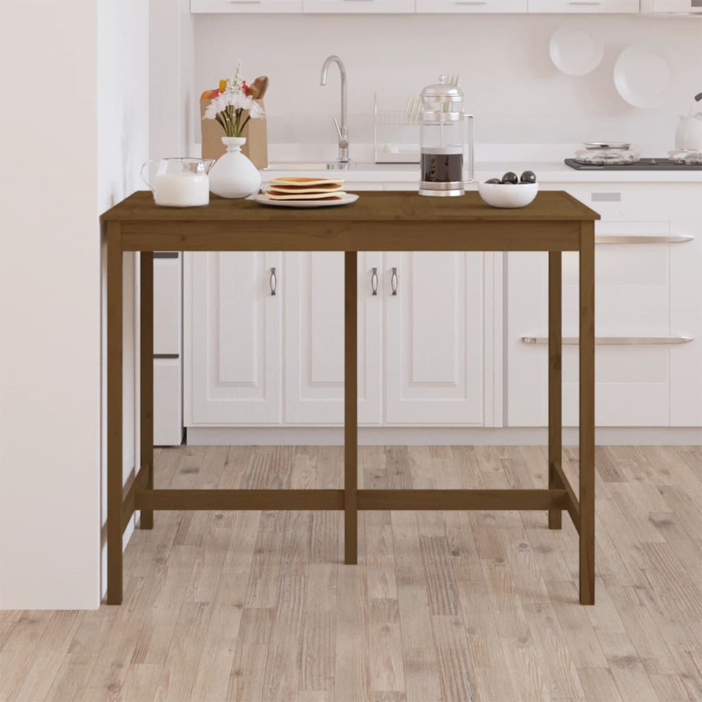 Barbord honningbrun 140x80x110 cm heltre furu