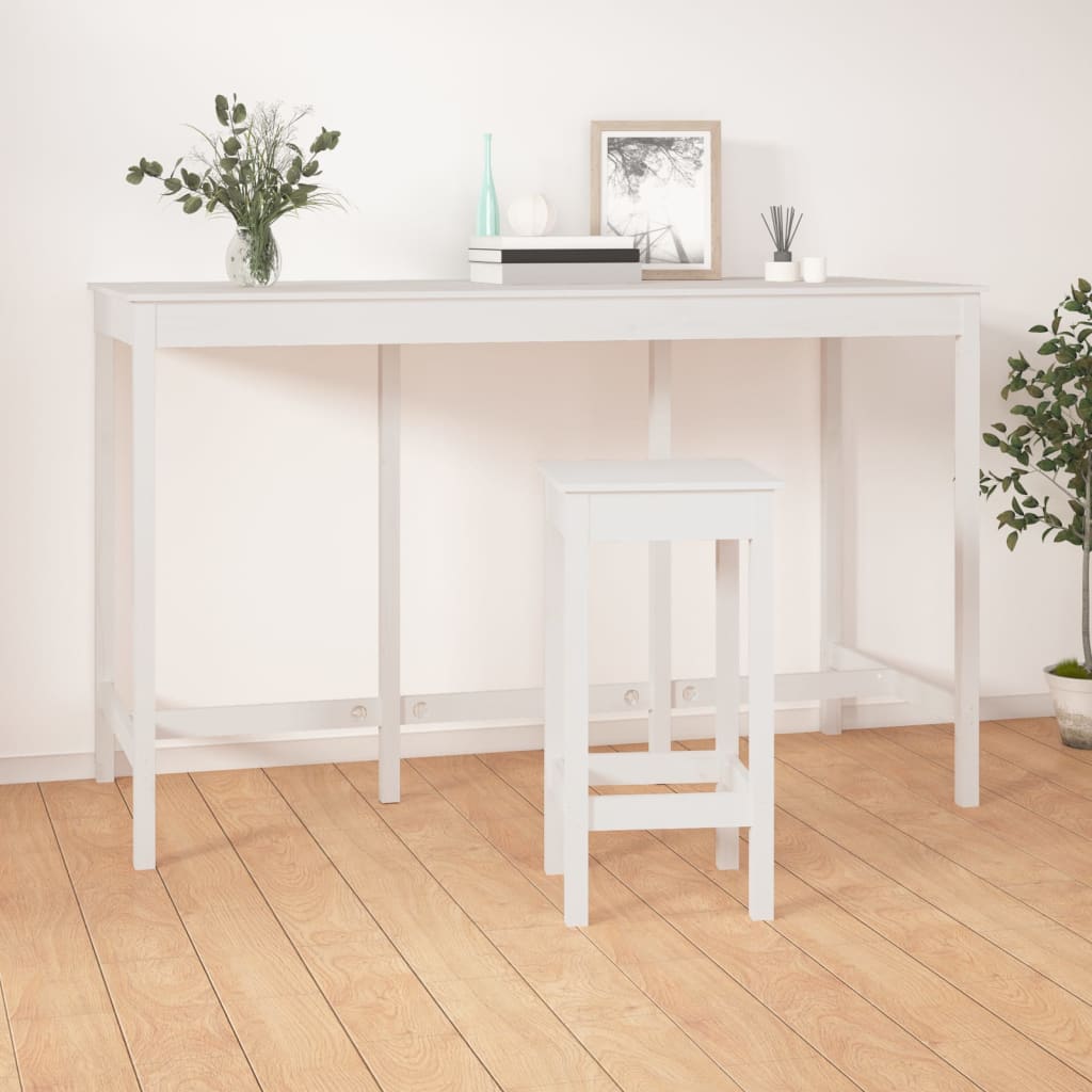 Barbord hvit 180x80x110 cm heltre furu