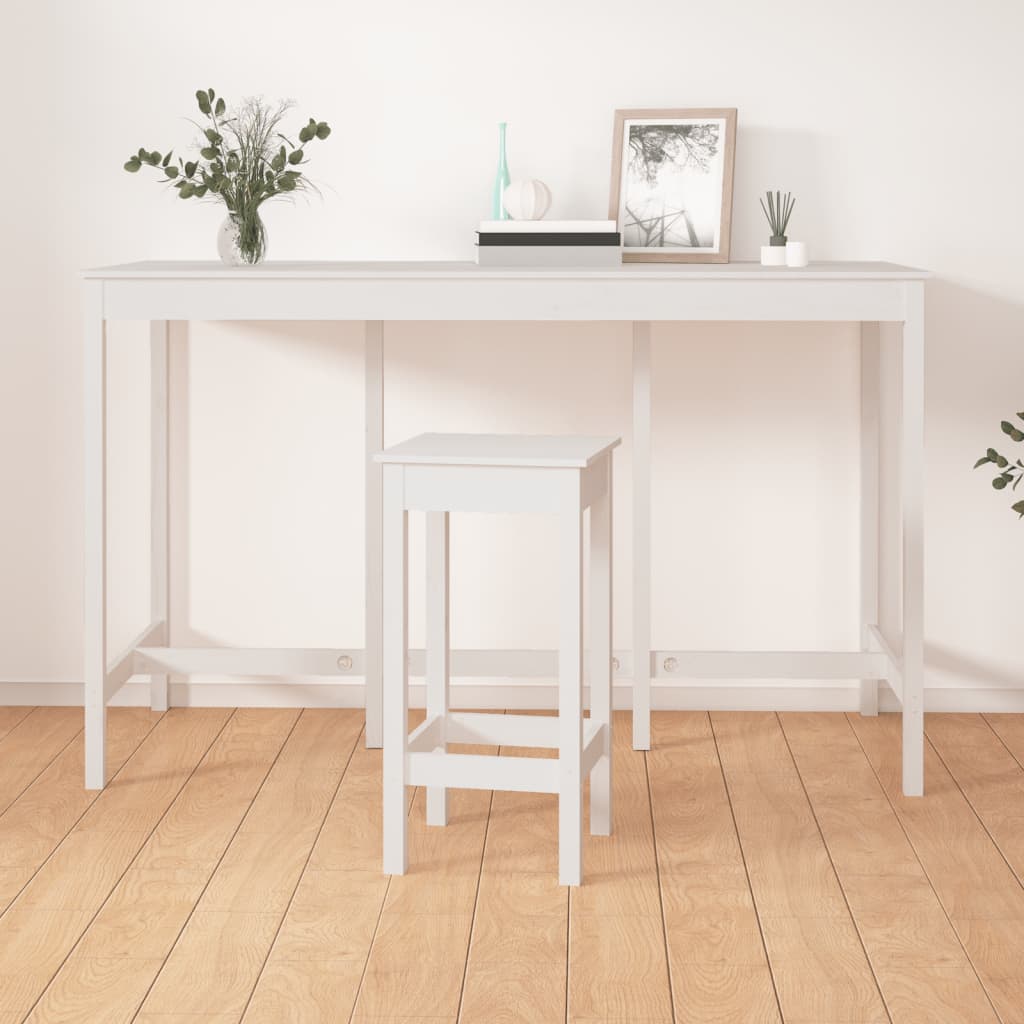 Barbord hvit 180x80x110 cm heltre furu