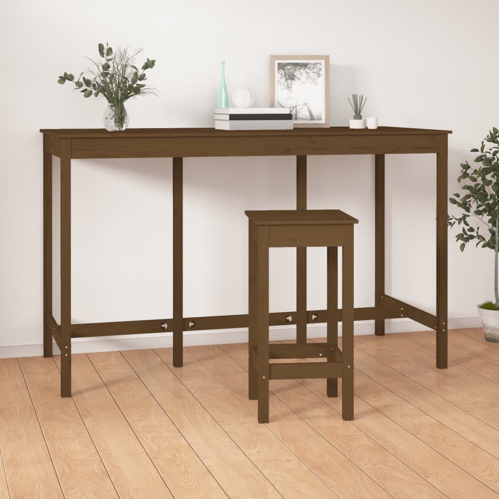 Barbord honningbrun 180x80x110 cm heltre furu