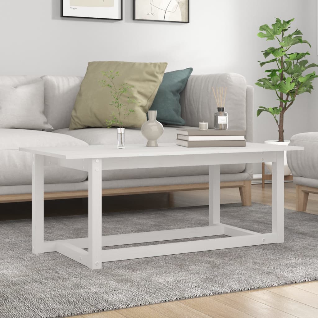 Salongbord Sofabord Hvit 110x55x45 cm heltre furu