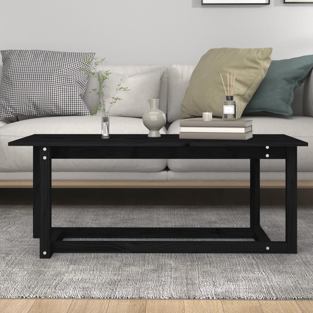 Salongbord Sofabord Svart 110x55x45 cm heltre furu