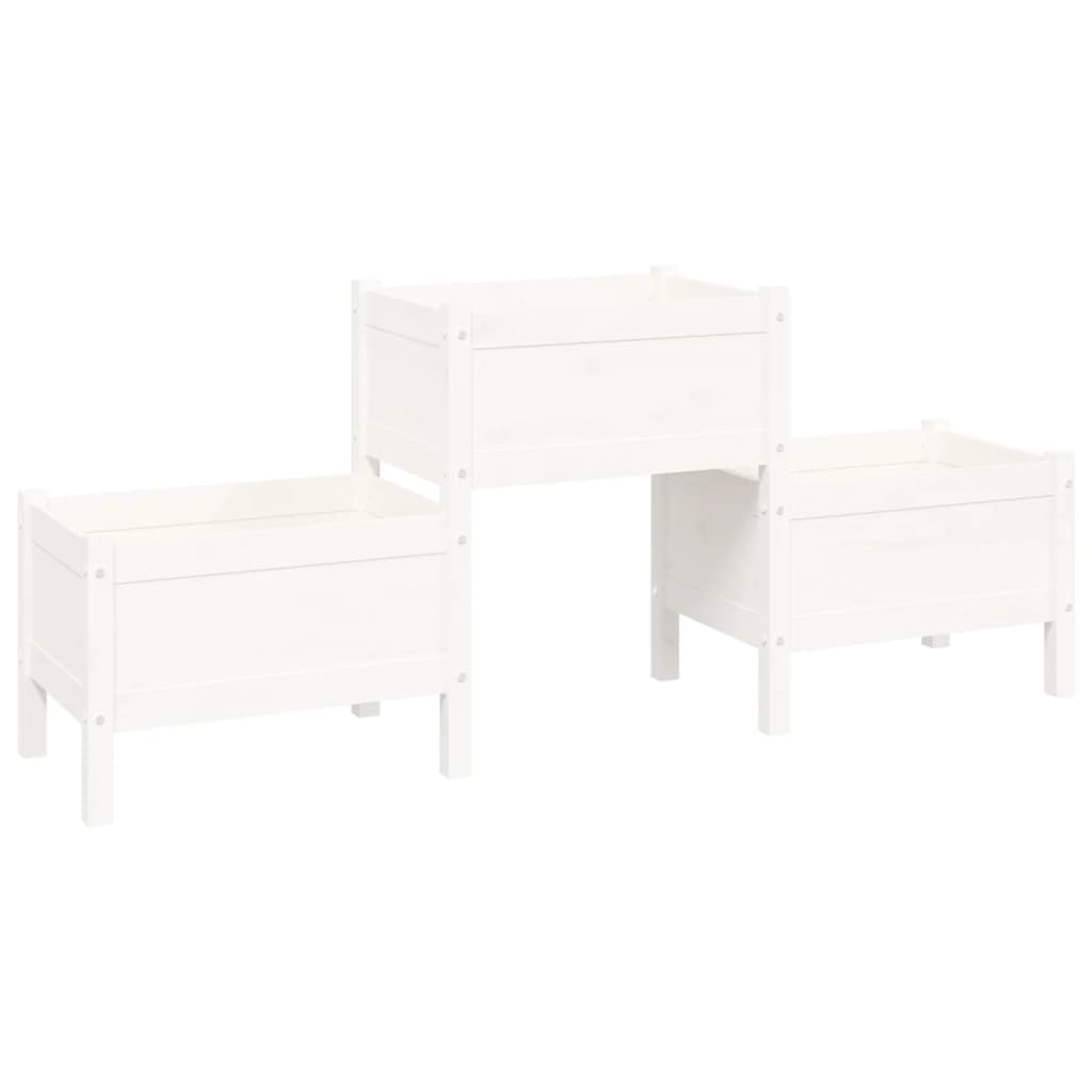 Utendørs Blomsterkasse Plantekasse Tre Hvit 178,5x44x75 cm heltre furu