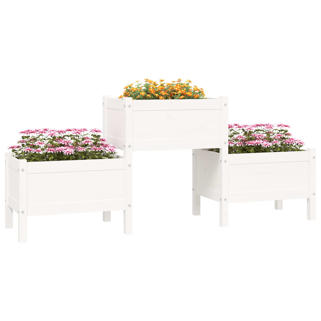 Utendørs Blomsterkasse Plantekasse Tre Hvit 178,5x44x75 cm heltre furu