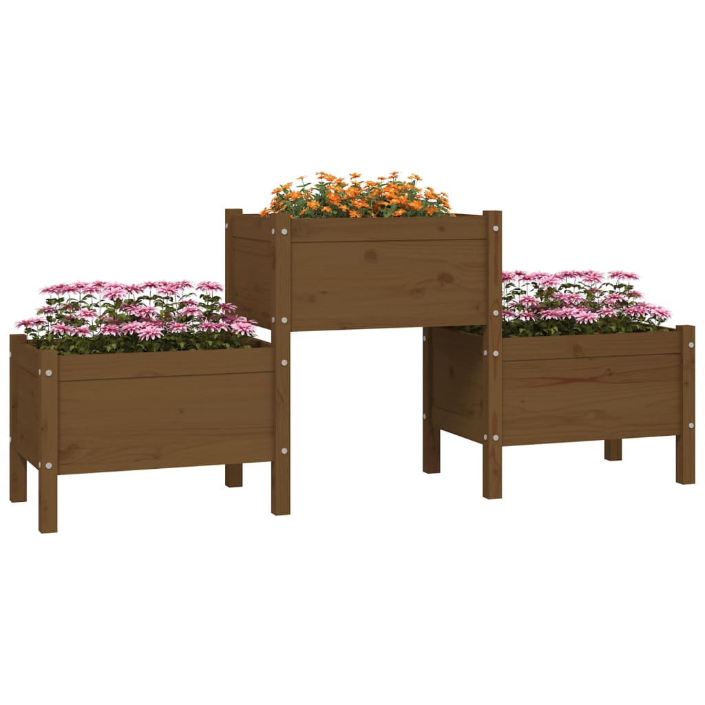 Utendørs Blomsterkasse Plantekasse Tre Honningbrun 178,5x44x75 cm heltre furu
