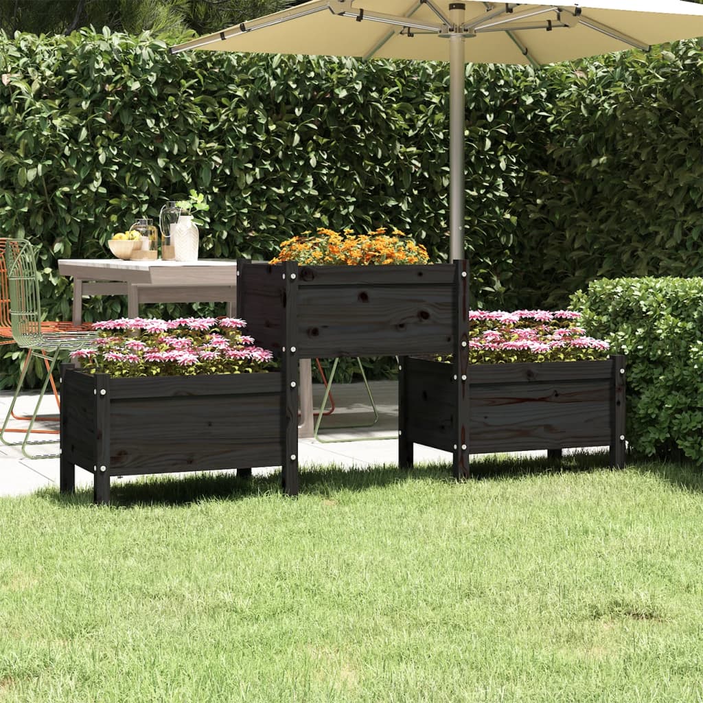 Utendørs Blomsterkasse Plantekasse Tre Svart 178,5x44x75 cm heltre furu