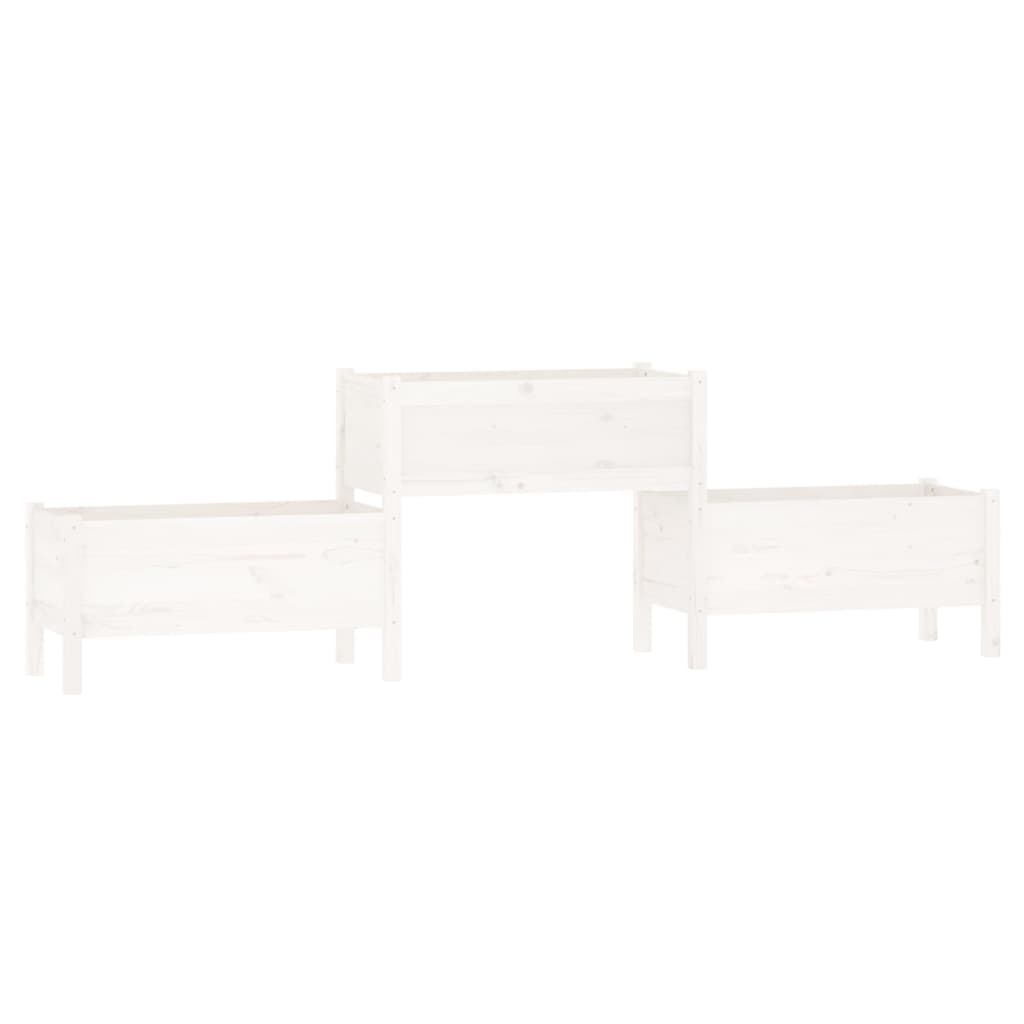 Utendørs Blomsterkasse Plantekasse Tre Hvit 245,5x44x75 cm heltre furu