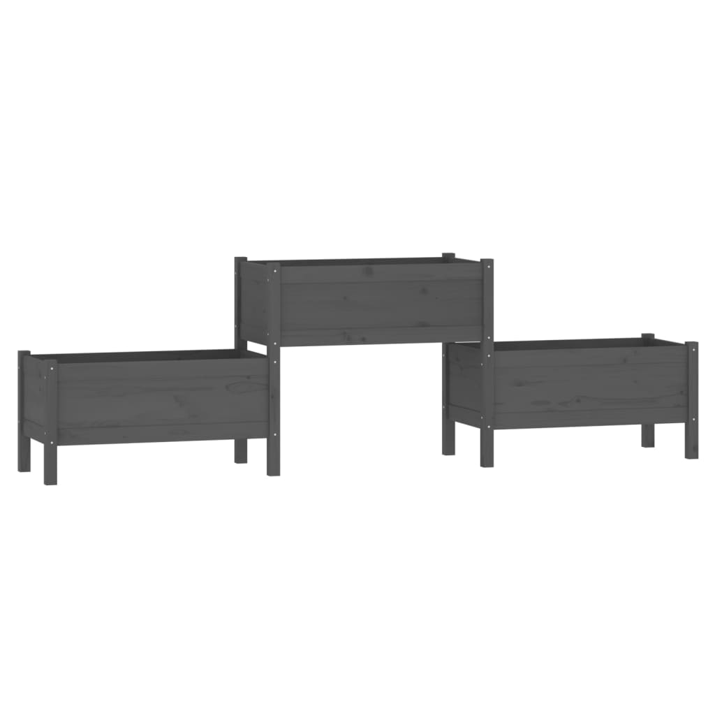 Utendørs Blomsterkasse Plantekasse Tre Svart 245,5x44x75 cm heltre furu