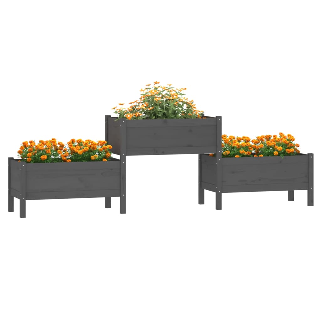 Utendørs Blomsterkasse Plantekasse Tre Svart 245,5x44x75 cm heltre furu
