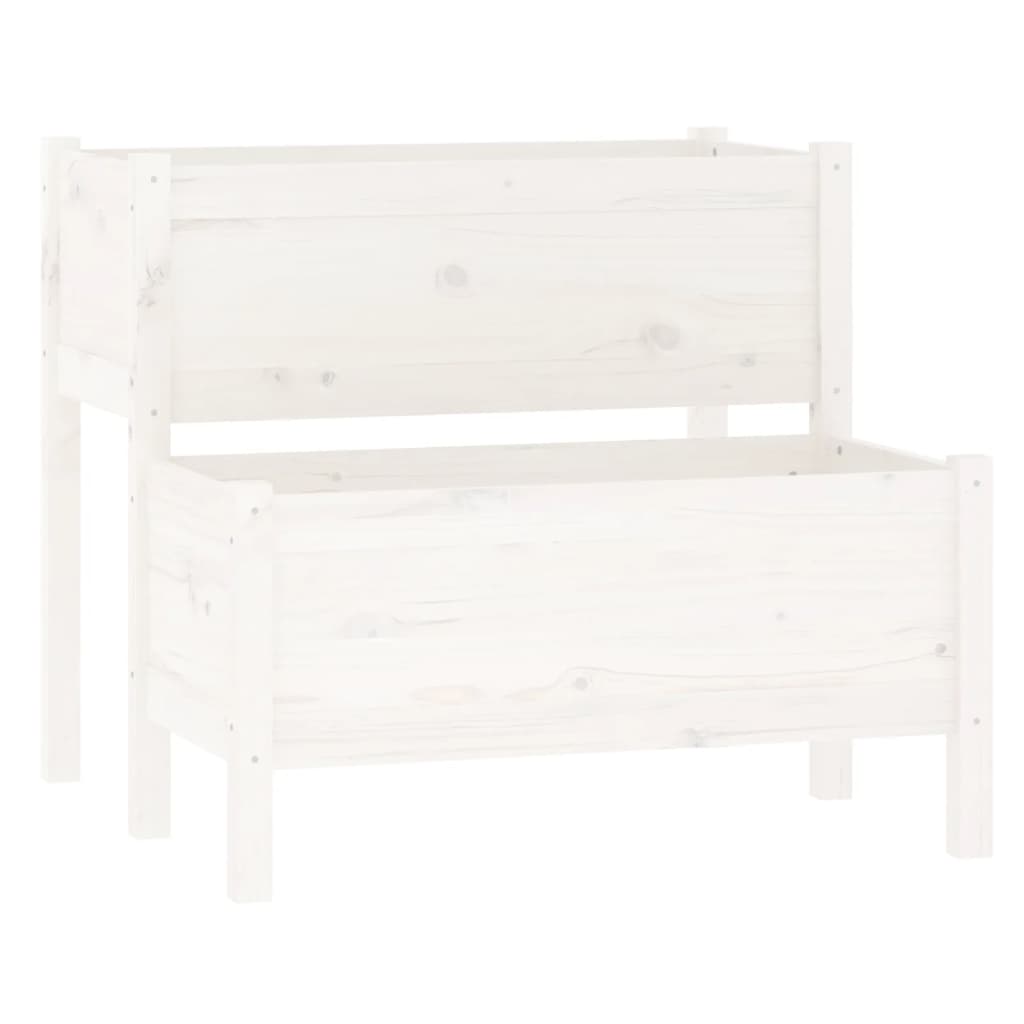 Utendørs Blomsterkasse Plantekasse Tre Hvit 84,5x84x75 cm heltre furu