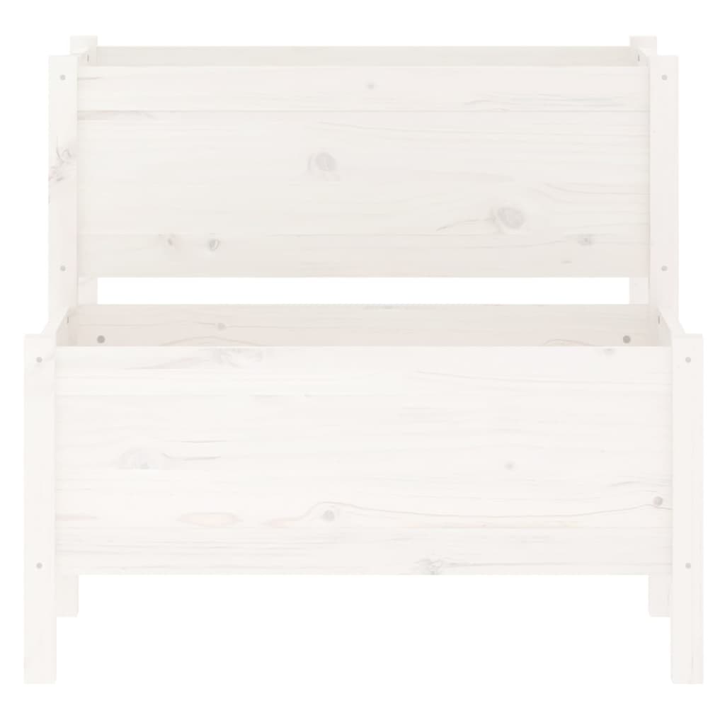 Utendørs Blomsterkasse Plantekasse Tre Hvit 84,5x84x75 cm heltre furu