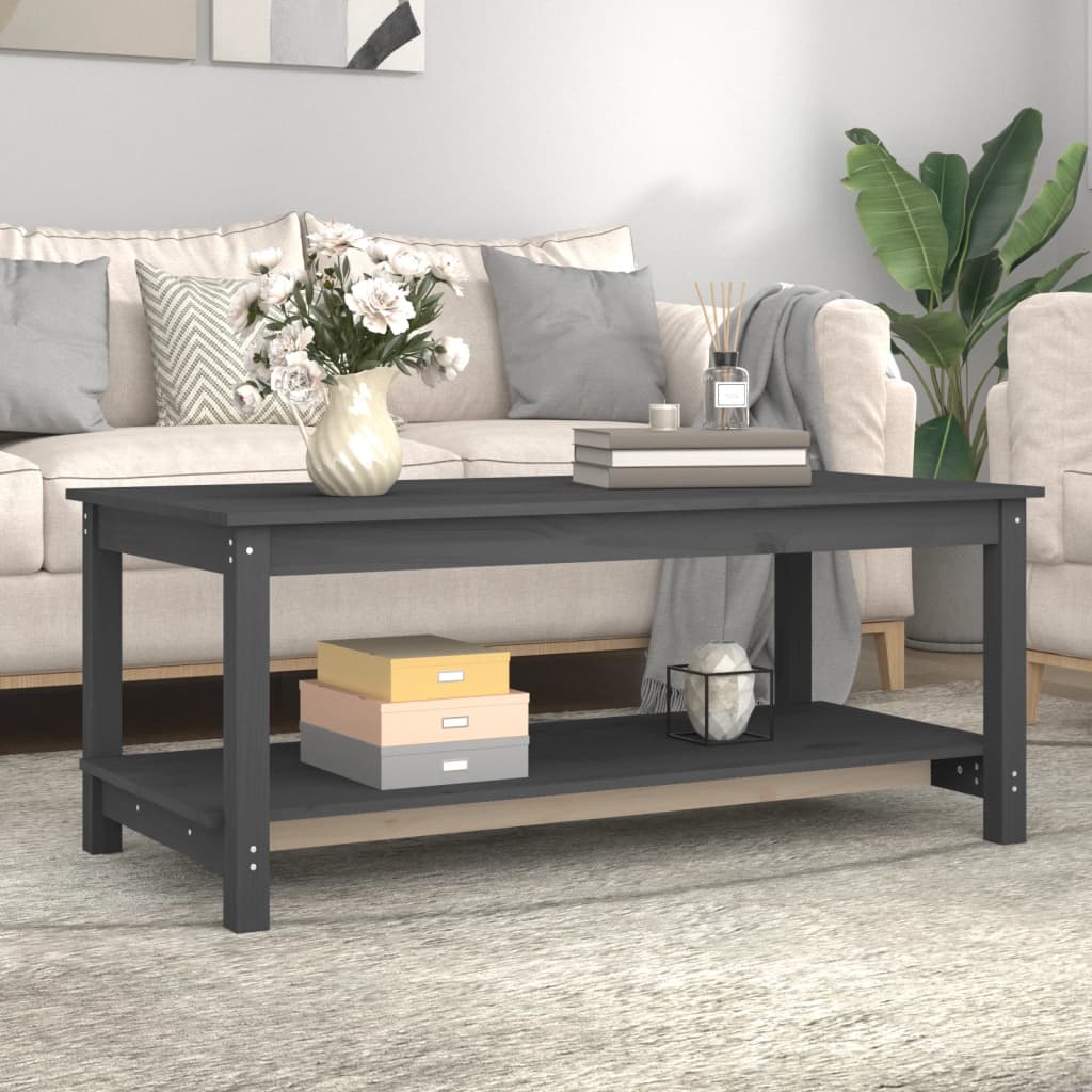 Salongbord Sofabord Grå 110x55x45 cm heltre furu