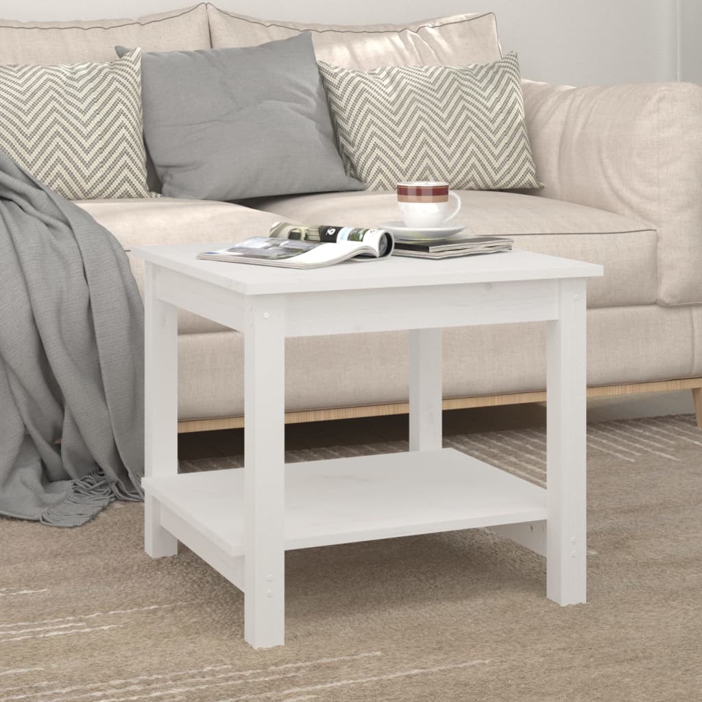 Salongbord Sofabord Hvit 50x50x45 cm heltre furu