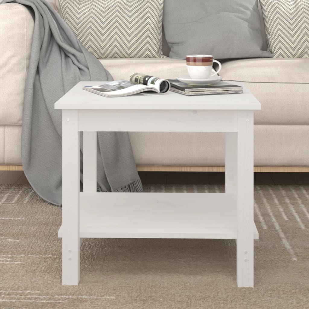 Salongbord Sofabord Hvit 50x50x45 cm heltre furu