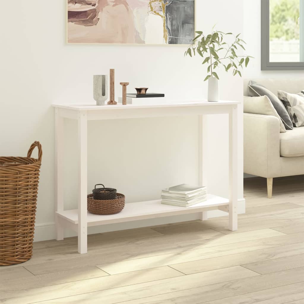 Avlastningsbord Konsollbord Hvit 110x40x80 cm heltre furu