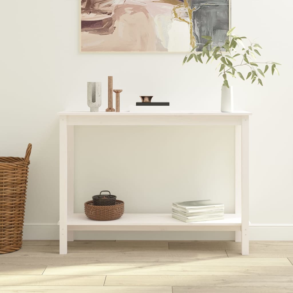 Avlastningsbord Konsollbord Hvit 110x40x80 cm heltre furu