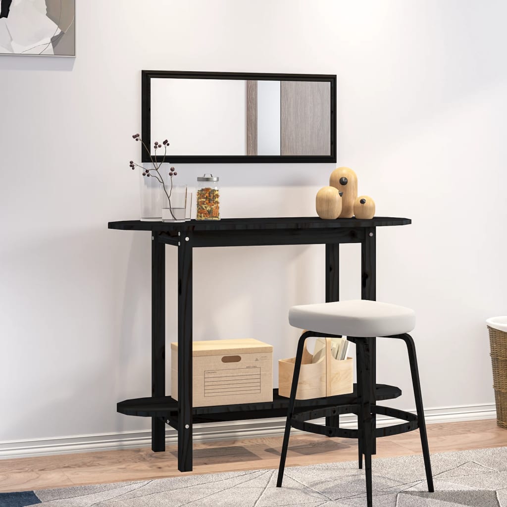 Avlastningsbord konsollbord Svart 110x40x80 cm heltre furu