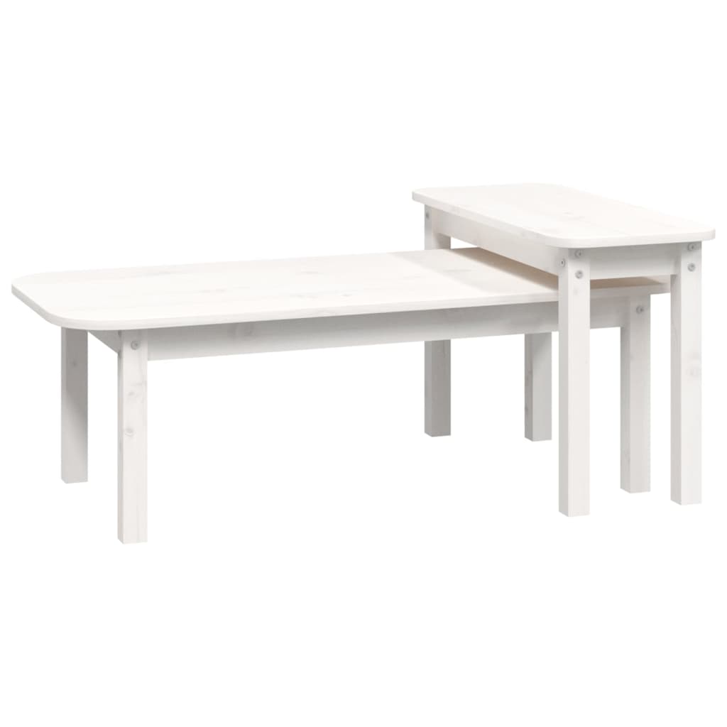 Salongbord Sofabord Hvit 2 stk heltre furu