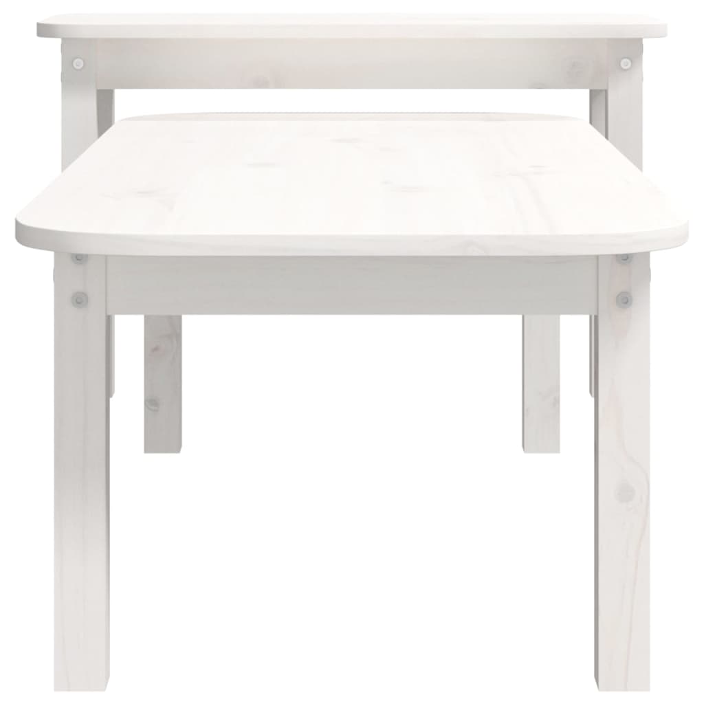 Salongbord Sofabord Hvit 2 stk heltre furu