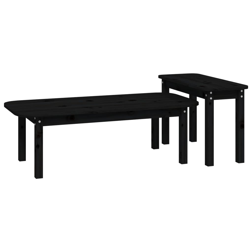 Salongbord Sofabord Svart 2 stk heltre furu