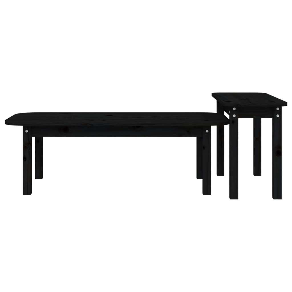 Salongbord Sofabord Svart 2 stk heltre furu