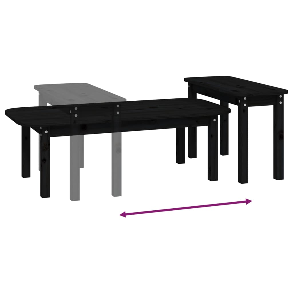Salongbord Sofabord Svart 2 stk heltre furu