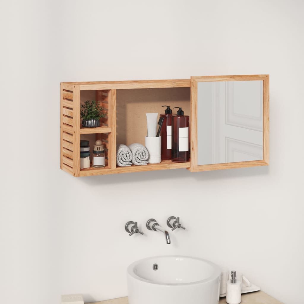 Baderomsspeil Skap 80x17x34 cm heltre valnøtt