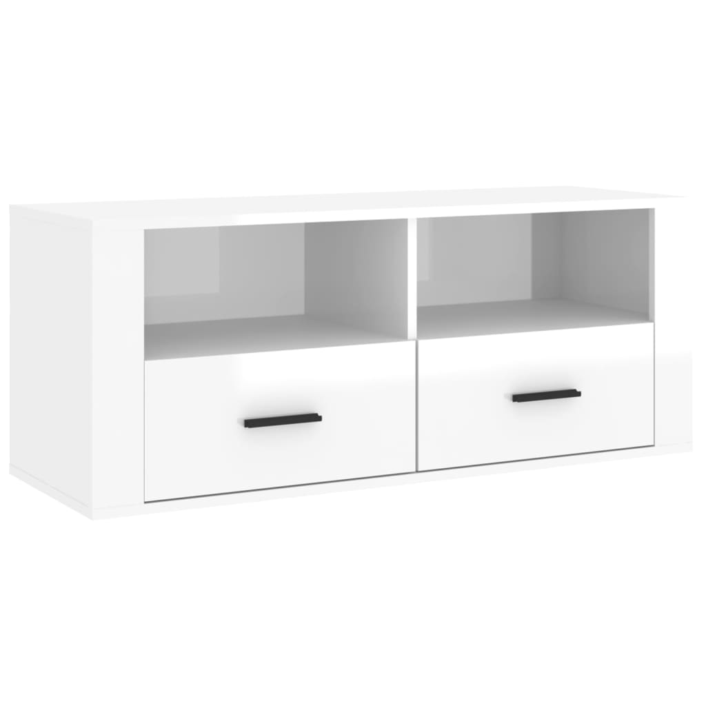 TV-Møbel Høyglans Hvit TV-benk 100x35x40 cm