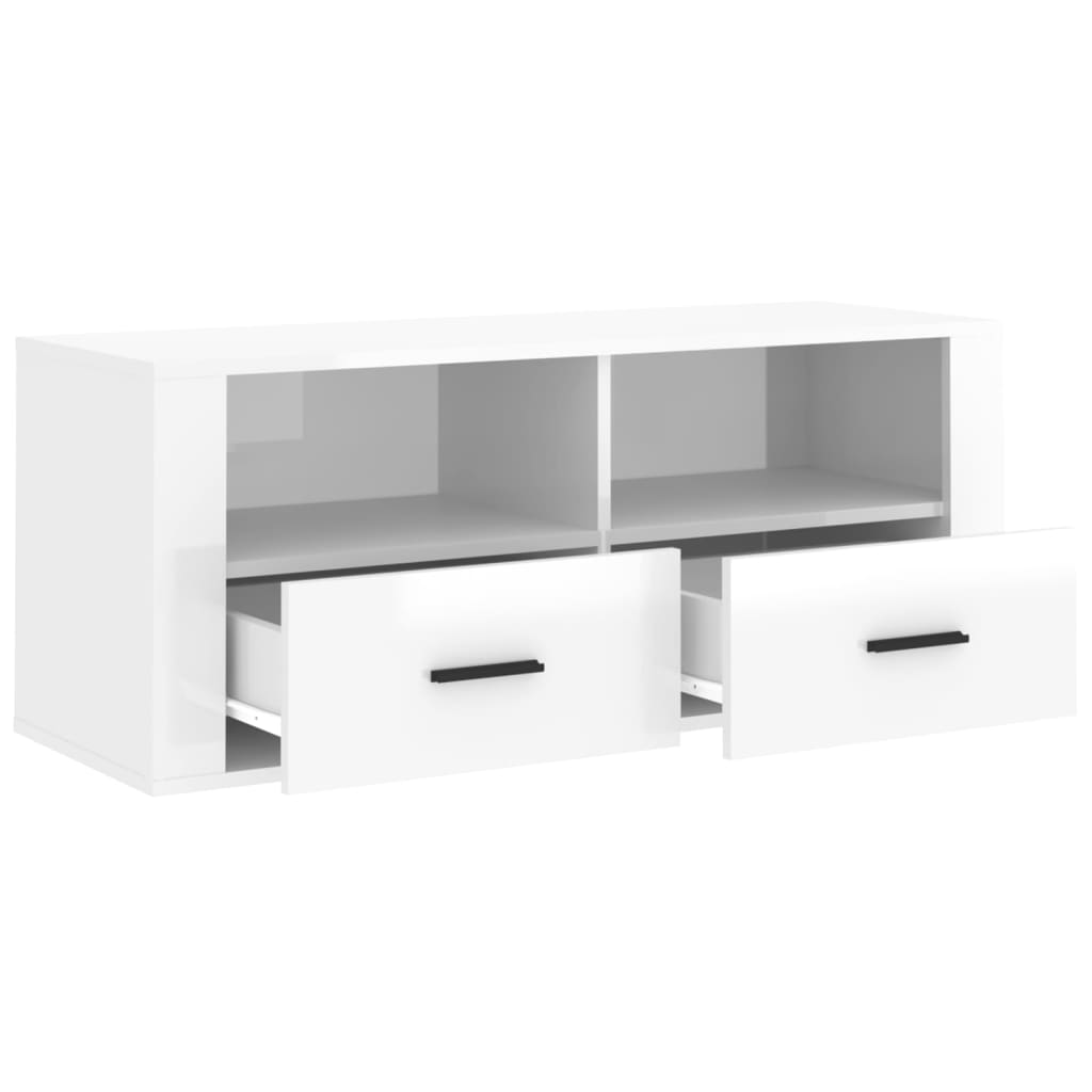 TV-Møbel Høyglans Hvit TV-benk 100x35x40 cm