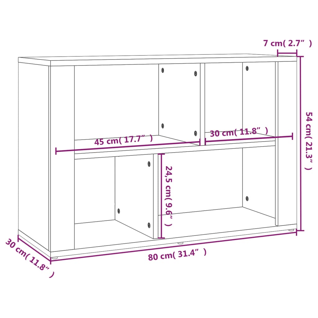 Skjenk hvit 80x30x54 cm konstruert tre