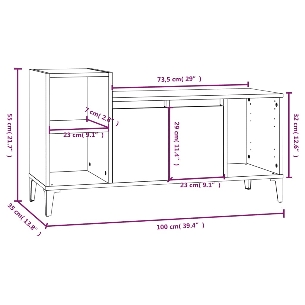 TV-Møbel Sonoma Grå TV-benk 100x35x55 cm