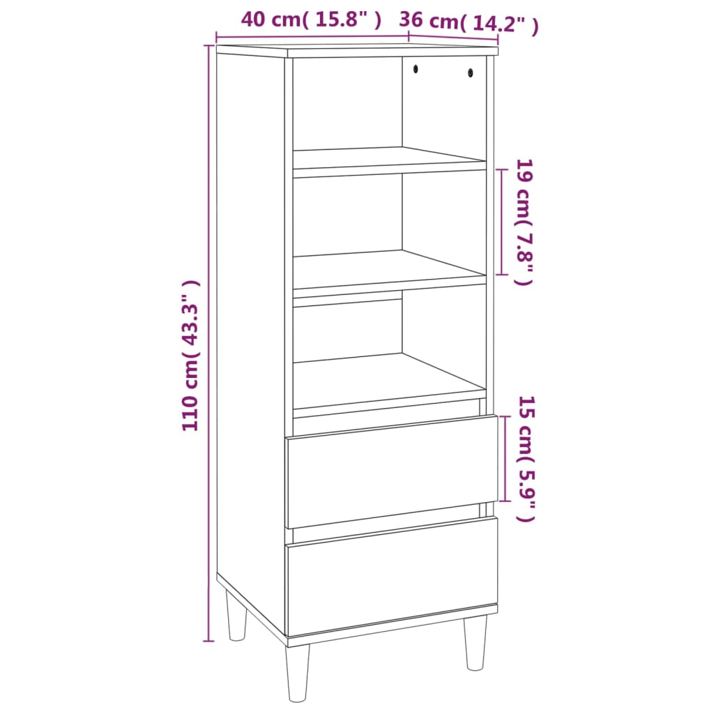 Skap Brun Eik 40x36x110 cm